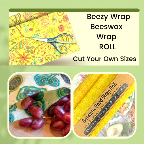 Beeswax Wraps Roll by Beezy Wrap. A Reusable, Biodegradable environmentally friendly beeswax food wrap made in Nova Scotia, Canada. A beeswax wrap replacement for plastic. Keep food fresh longer. Bright colors and biodegradable packaging. Zero Plastic, Zero Waste.