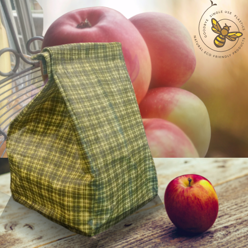 Beeswax Wraps/ Beeswax Bag by Beezy Wrap. A Reusable, Biodegradable environmentally friendly beeswax food wrap made in Nova Scotia, Canada. A beeswax wrap replacement for plastic. Keep food fresh longer. Bright colors and biodegradable packaging. Zero Plastic, Zero Waste.