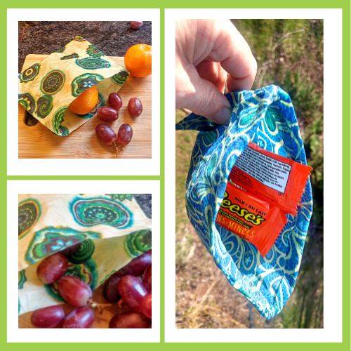 Beeswax Wrap Beeswax Pouch by Beezy Wrap. A Biodegradable environmentally friendly beeswax wrap made in Nova Scotia, Canada. A replacement for plastic. Keep food fresh longer. Bright colors and biodegradable packaging.