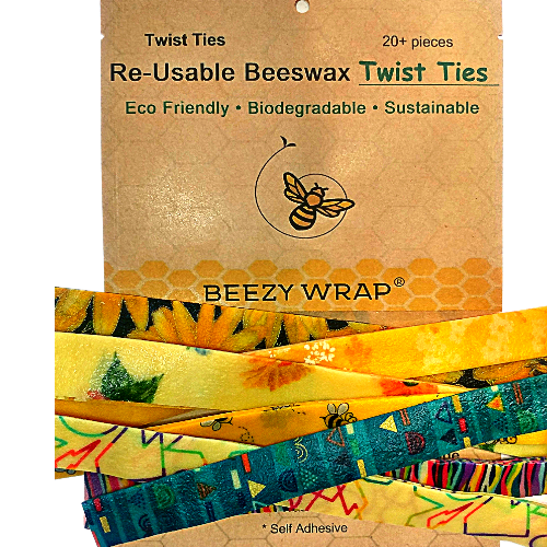 Beeswax Twist Ties. A Reusable, Biodegradable eco friendly beeswax wrap made in Nova Scotia, Canada.Bright colors and biodegradable packaging